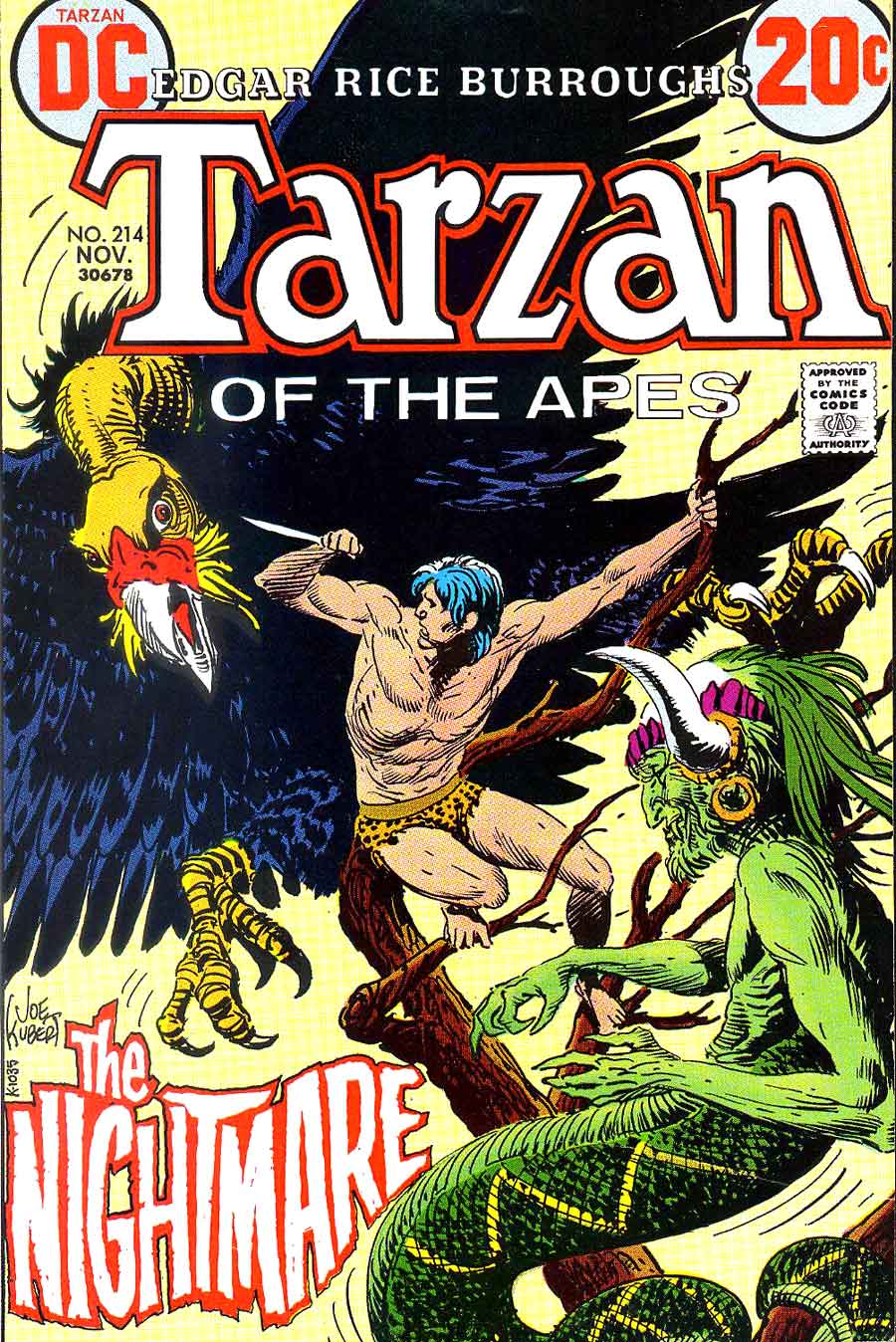 Tarzan v1 #214 dc comic book cover art by Joe Kubert