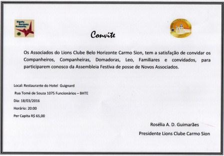 BLOG DO DISTRITO LC-4: Convite Posse de novos associados no Lions Clube de Belo  Horizonte Carmo-Sion - Dia 18 de março de 2016