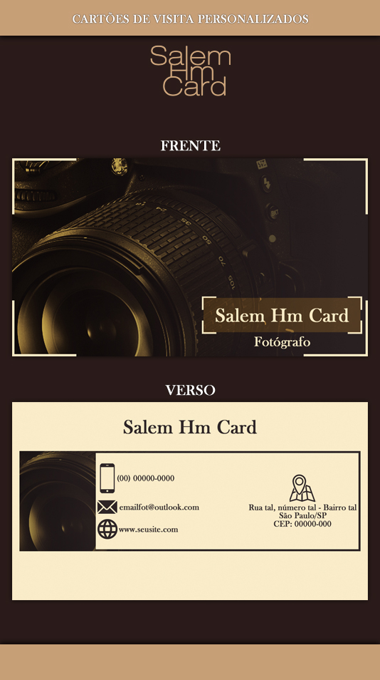Cartão de Visita - Modelo 2 - Fotografia