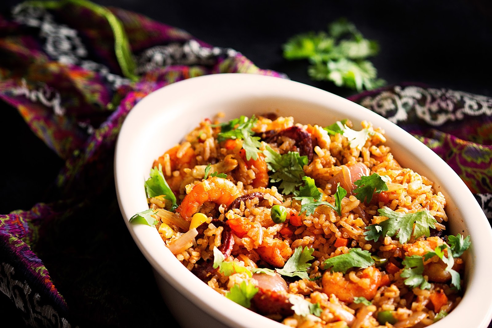 Chorizo Fried Rice with Prawns and Eggs