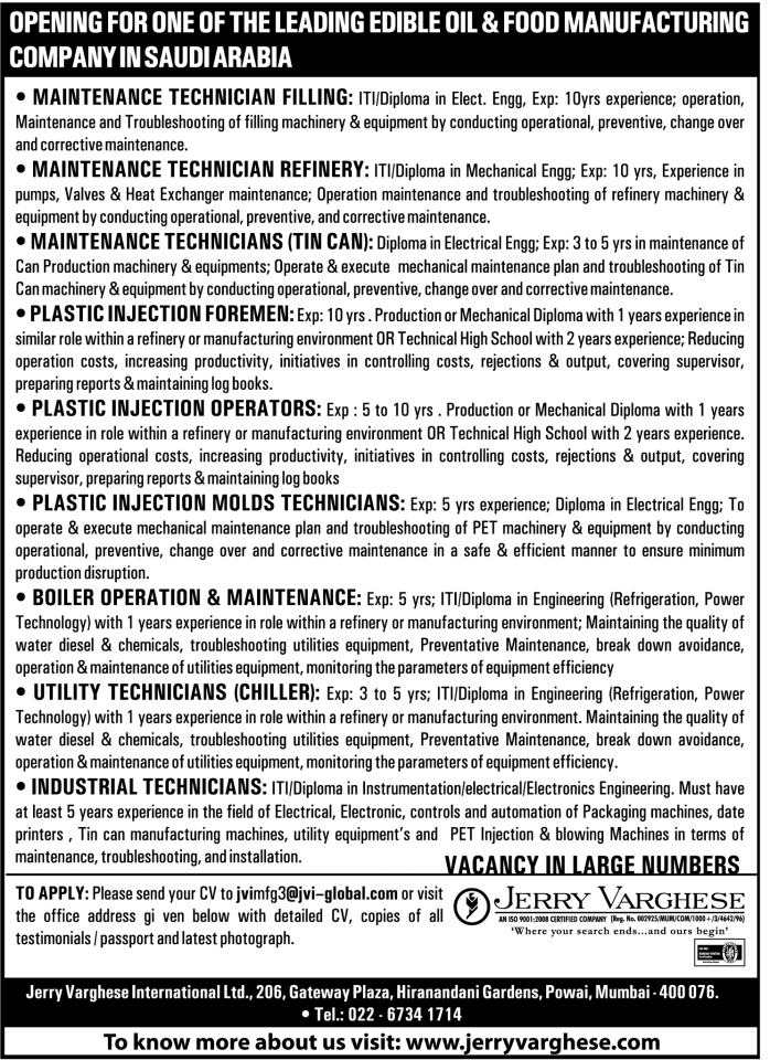 Oil company Job Vacancies Gulf Jobs for Malayalees