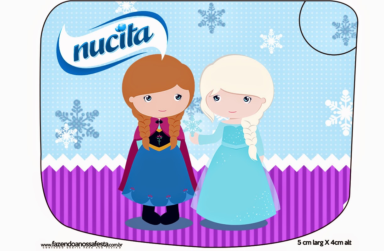 Frozen Niñas en Navidad: Etiquetas Candy Bar para Imprimir Gratis. Etiqueta Nucita de Frozen Niñas en Navidad para imprimir gratis.