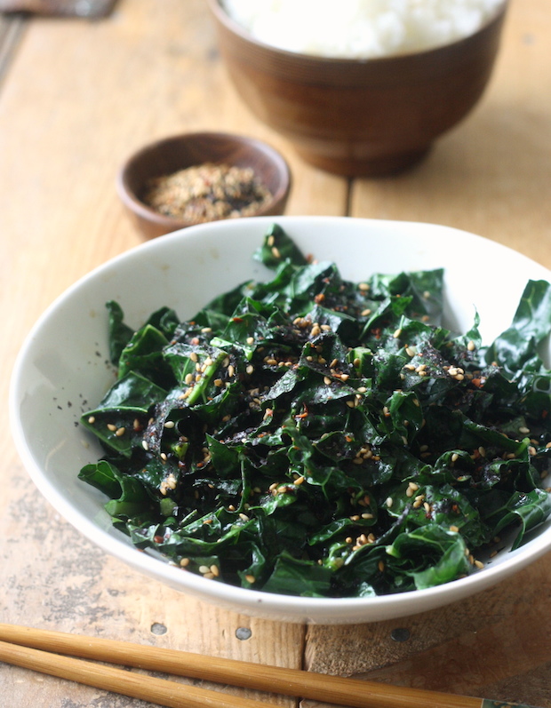 Kale stir fry recipe with Japanese Sesame Seasoning by SeasonWithSpice.com