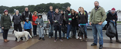 litter pickup session on southsea beach