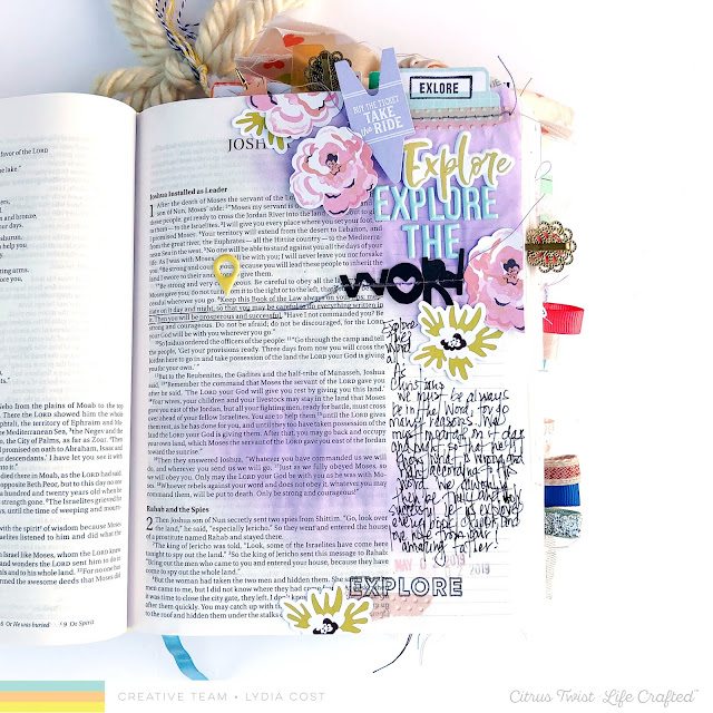 Explore the Word Bible Journaling Page using Citrus Twist Kits May 2019 Bundle - Lydia Cost