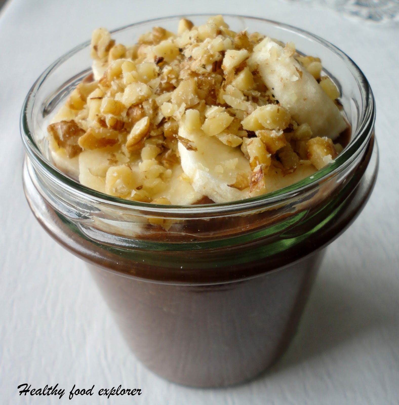 Healthy food explorer Czekoladowy pudding chia z bananem i orzechami