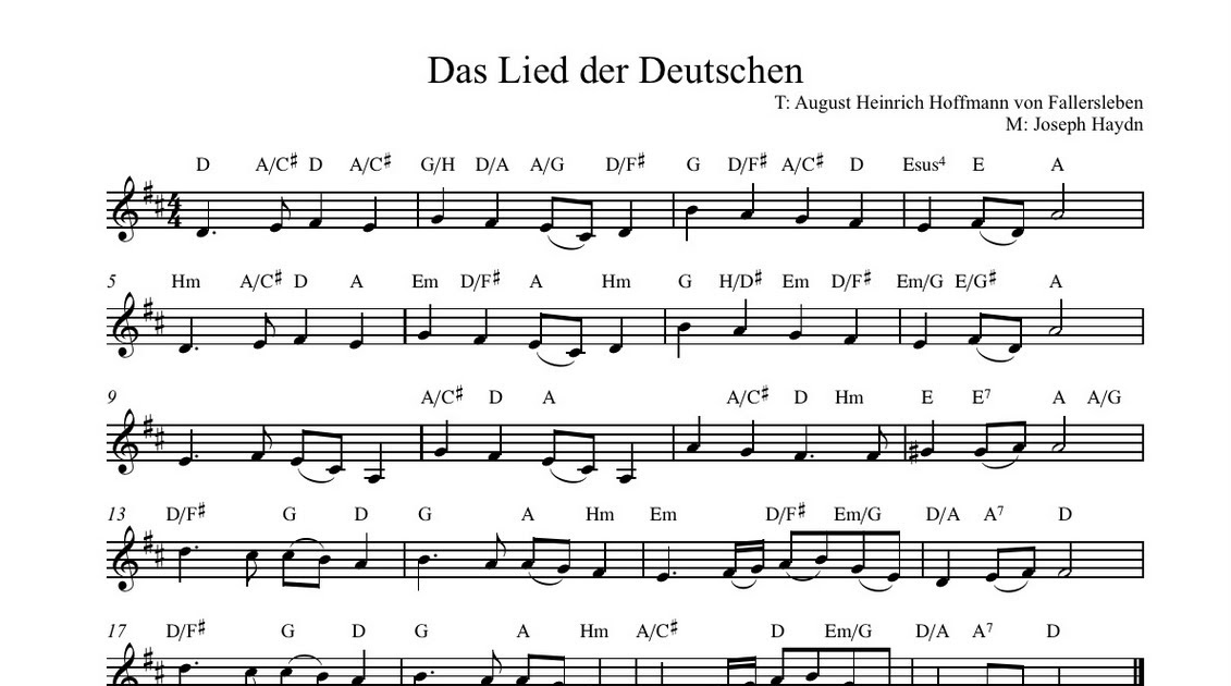 Das Lied Der Deutschen Text Gratis noter: Das Lied der Deutschen