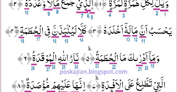 Hukum Tajwid Al Quran Surat Al Humazah Ayat 1 9 Lengkap Dengan Penjelasannya