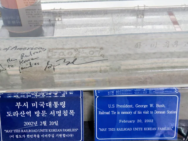 Signature of former US President George W. Bush at Dorasan Station in the DMZ of South Korea