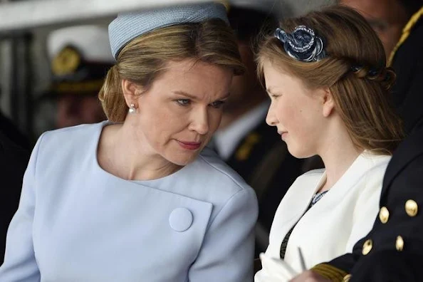 King Philippe of Belgium, Queen Mathilde of Belgium and Princess Elisabeth, Duchess of Brabant, attended the ship launching ceremony of the P902 Pollux ship with the Duchess of Brabant as official godmother, at the Zeebrugge naval base