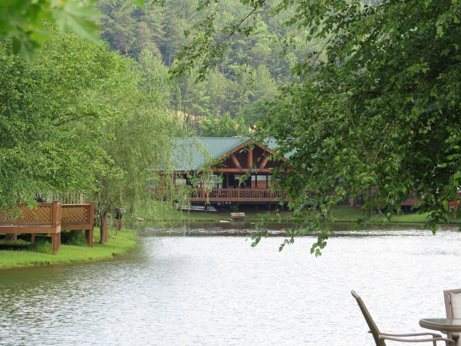 clubhouse overlooking small lake