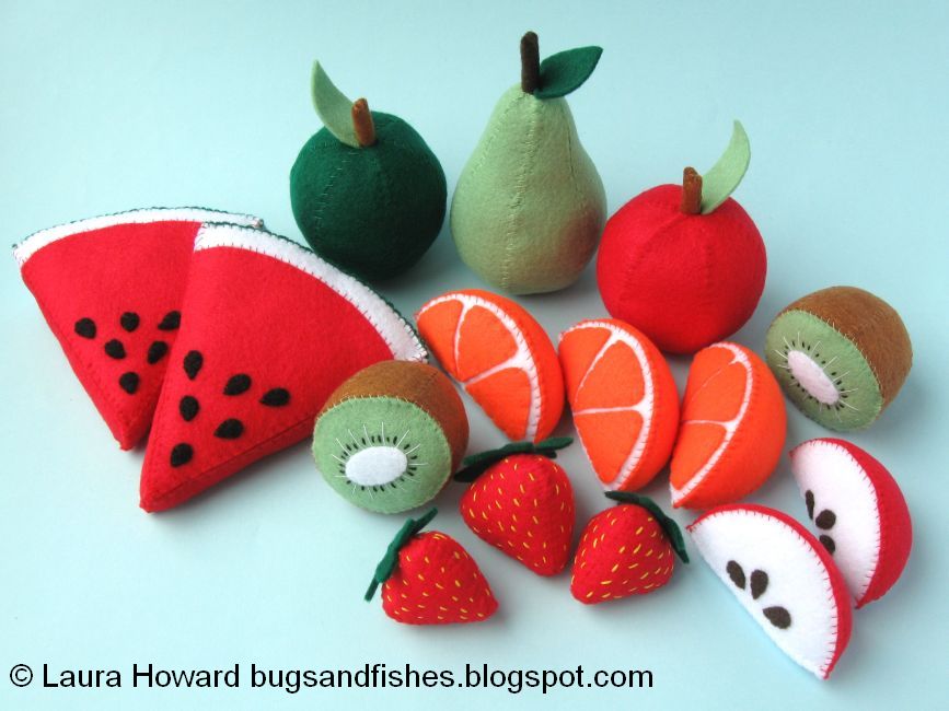 Bugs and Fishes by Lupin Sew Some Felt Fruit! Kiwi Fruit Tutorial