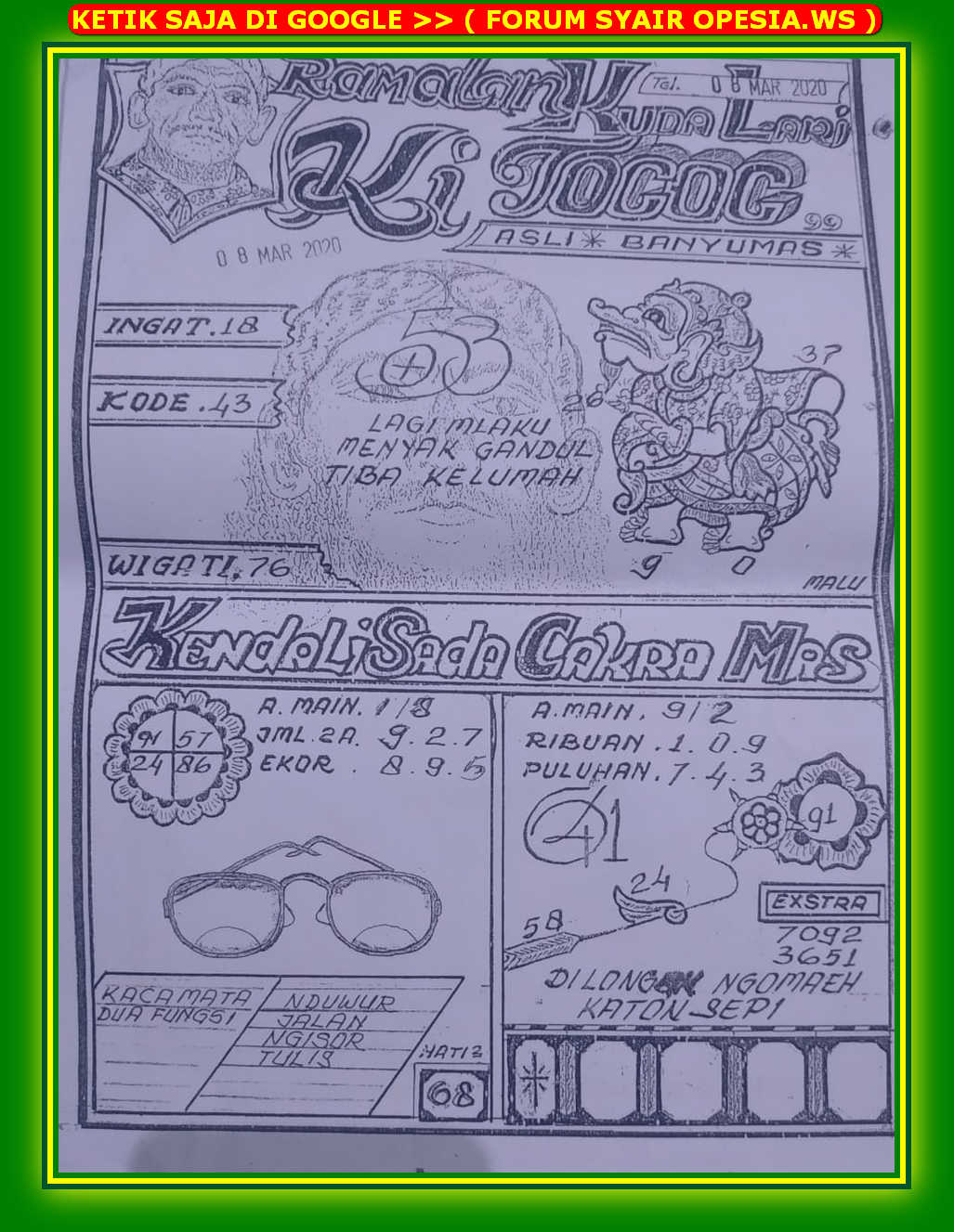 1 New Message Kode Syair Hongkong 8 Maret 2020 Forum Syair Togel Hongkong Singapura Sydney