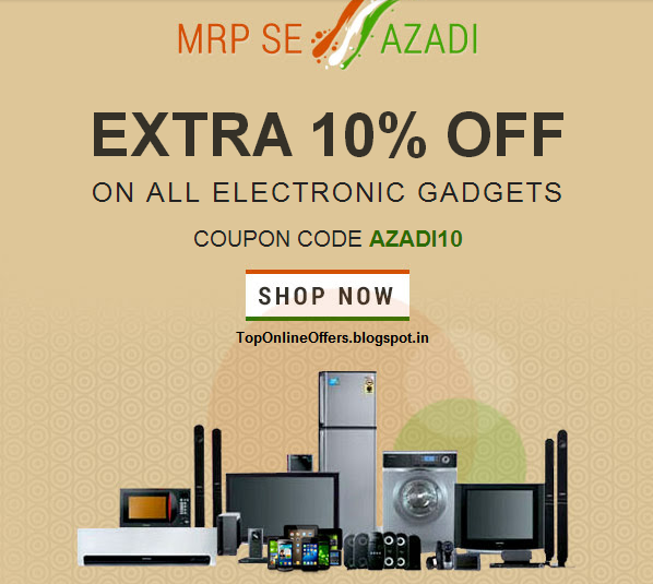 Freedom From MRP Extra 10% on Electronics over already discounted products : Infibeam