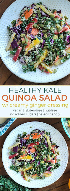 Rainbow Kale Salad with Carrot Ginger Dressing