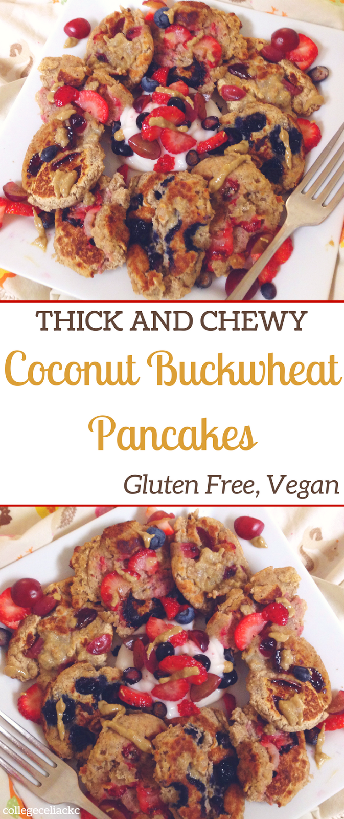 Thick and Chewy Coconut and Buckwheat Pancakes (Gluten Free, Vegan)