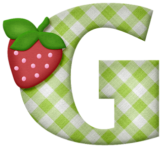 Alfabeto con Cuadros Verdes y Fresas. 