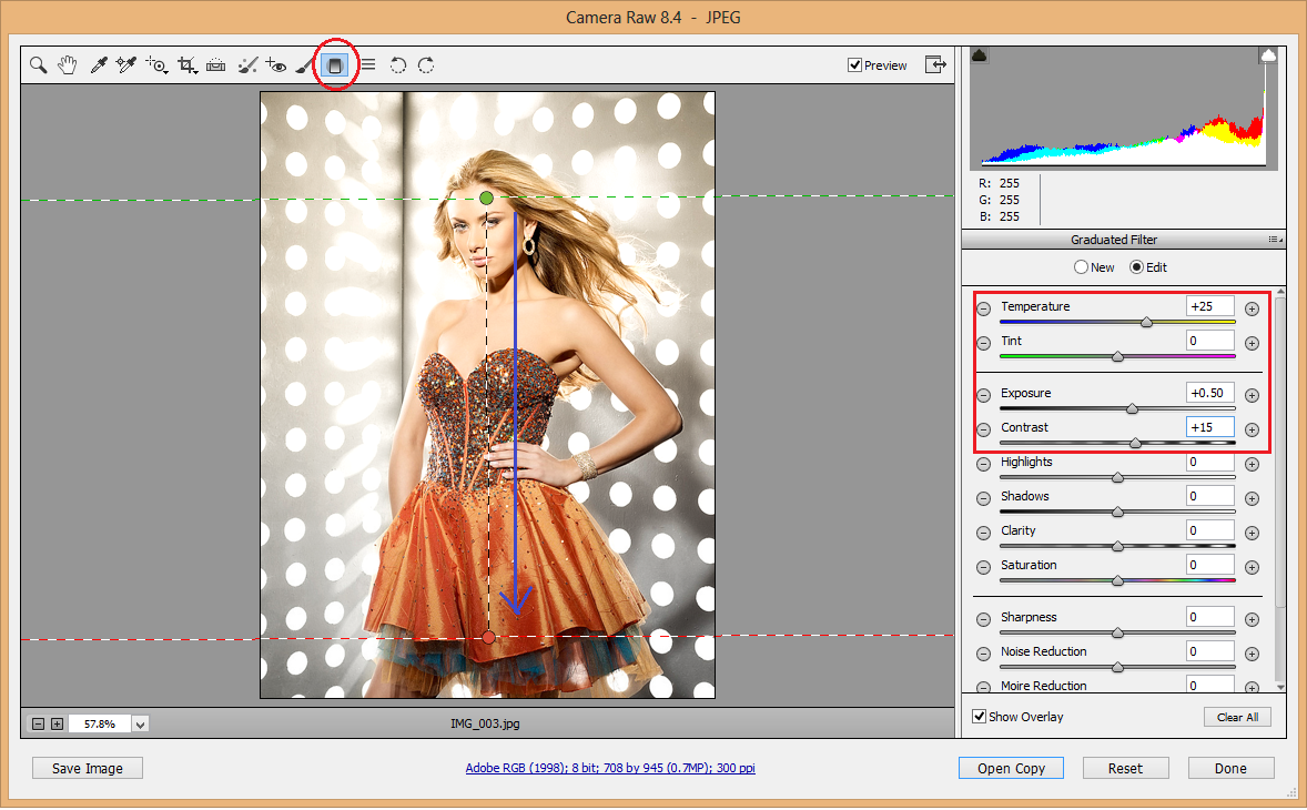 Graduated Filter Tool pada Adobe Camera RAW