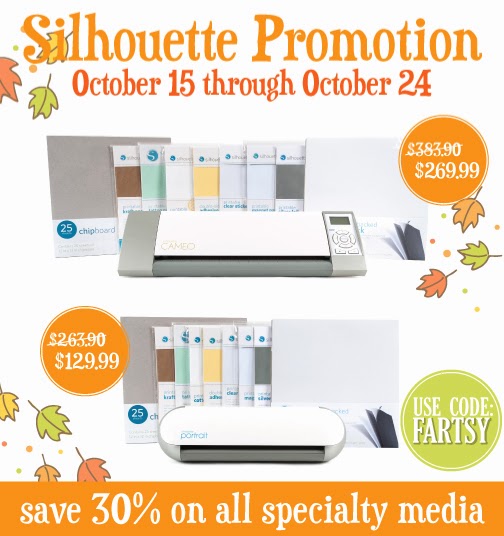 Silhouette October Promotion through October 15th-24th at artsyfartsymama.com