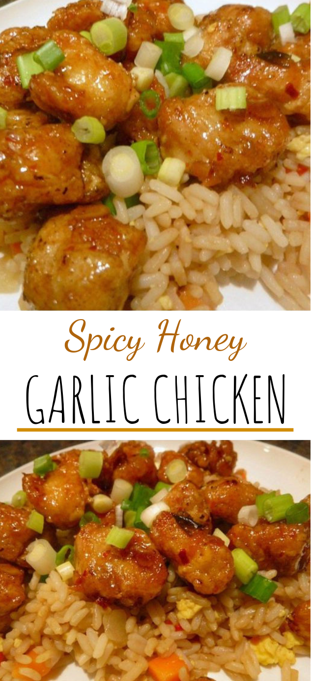 Spicy Honey Garlic Chicken #dinner #chinesefood