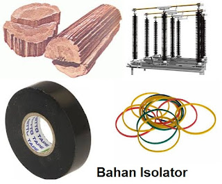 isolator, bahan isolator, kayu, karet, planstik, ban, perekat, plester