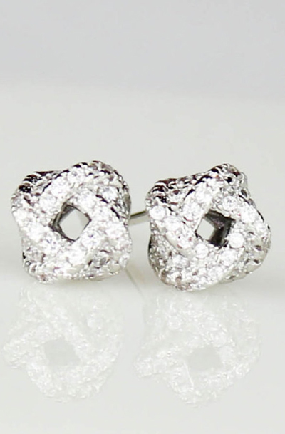Lovely Clusters - Online Curator : White Gold Knot Earrings