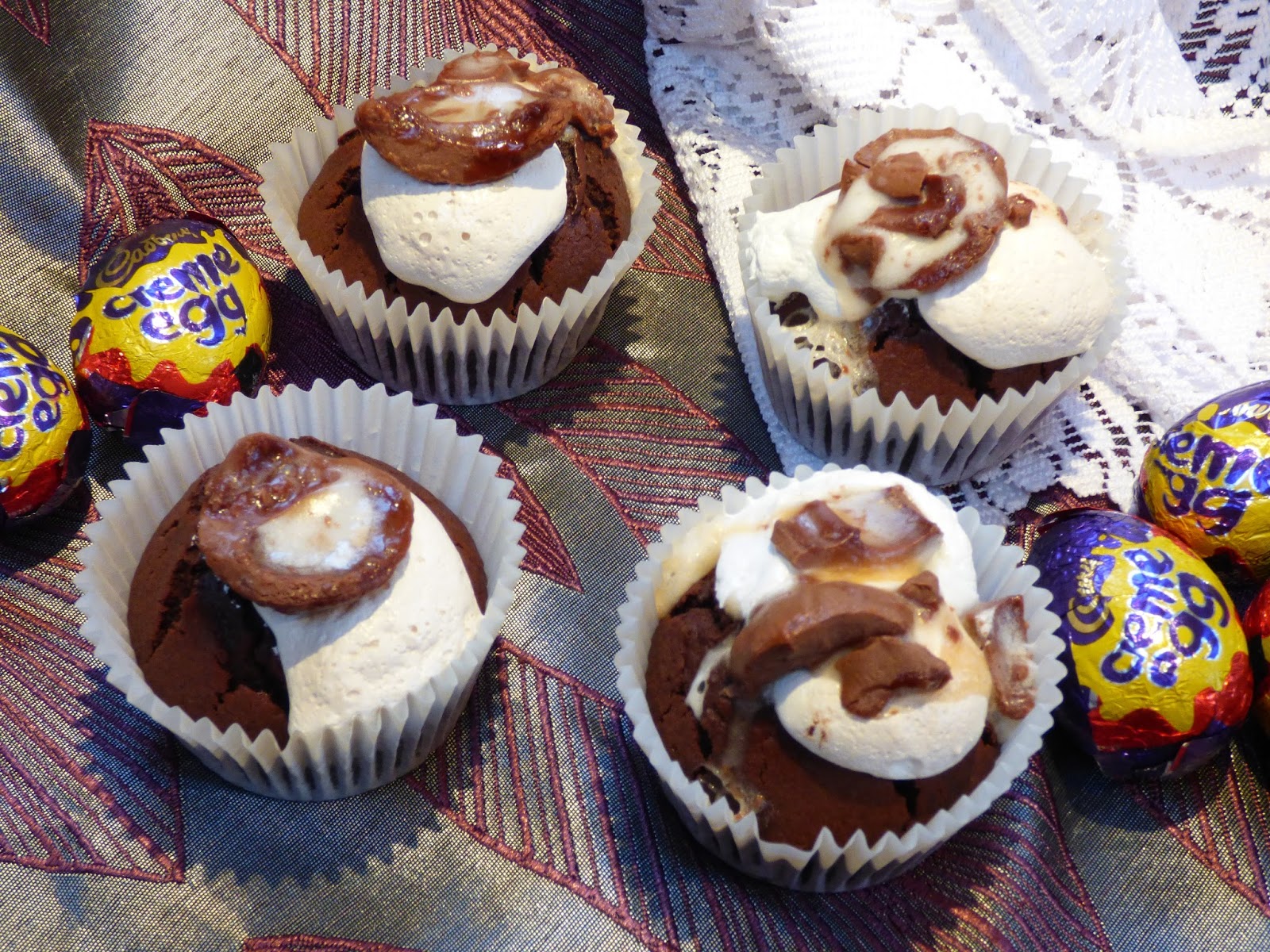 Chez Maximka Mini s'more brownie cupcakes with Creme Eggs