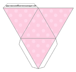 Caja con forma de pirámide de Rosa con Lunares Rosa