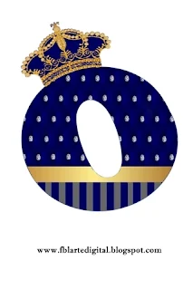 Abecedario con Corona Dorada en Azul. Alphabet with Golden Crown in Blue.