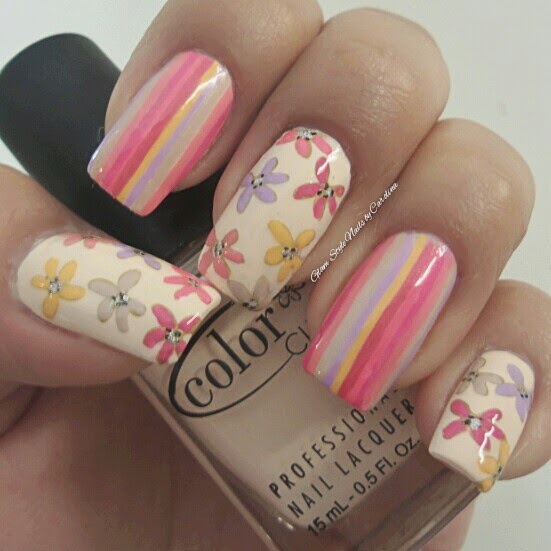 Glam Style Nails by Carolina: STRIPES & FLOWERS WITH 