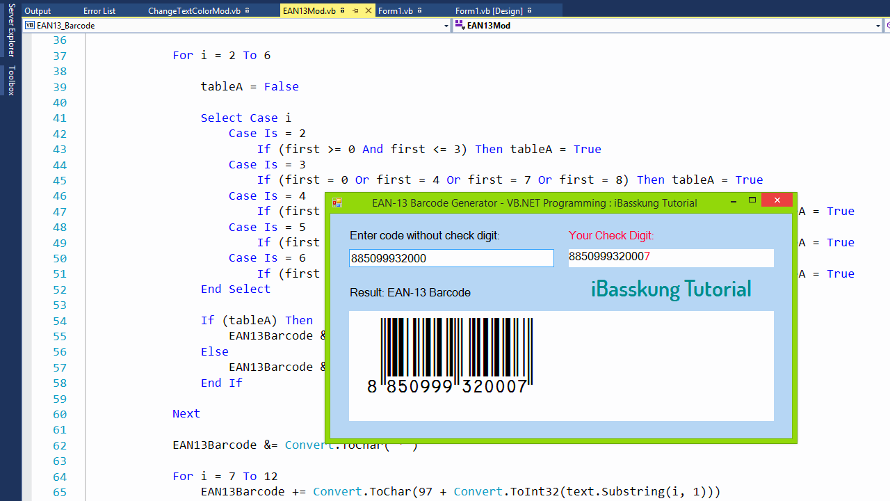 Visual Basic Programming How to Create EAN13 Barcode Generator