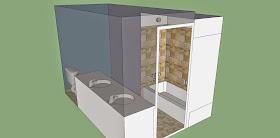sketch of bathroom tile remodel, floor tile, shower, bath, baseboard