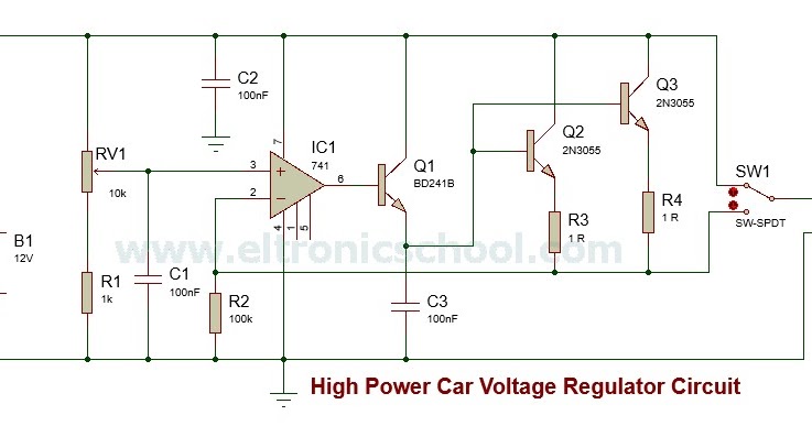 Gps Car Tracker >> Circuit Schematic 100 Watts Car Power Supply using LM741 ... Gps Car Tracker >> Circuit Schematic 100 Watts Car Power Supply using LM741 ...