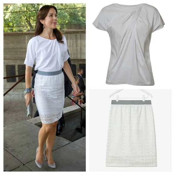 Crown Princess Mary wore COS Skirt and Signe Begelund Jensen top, and she wore Gianvito Rossi Shoes