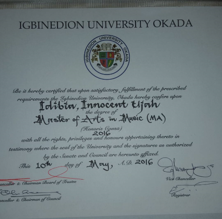 2face idibia honorary Masters of arts degree from the Igbinedion University
