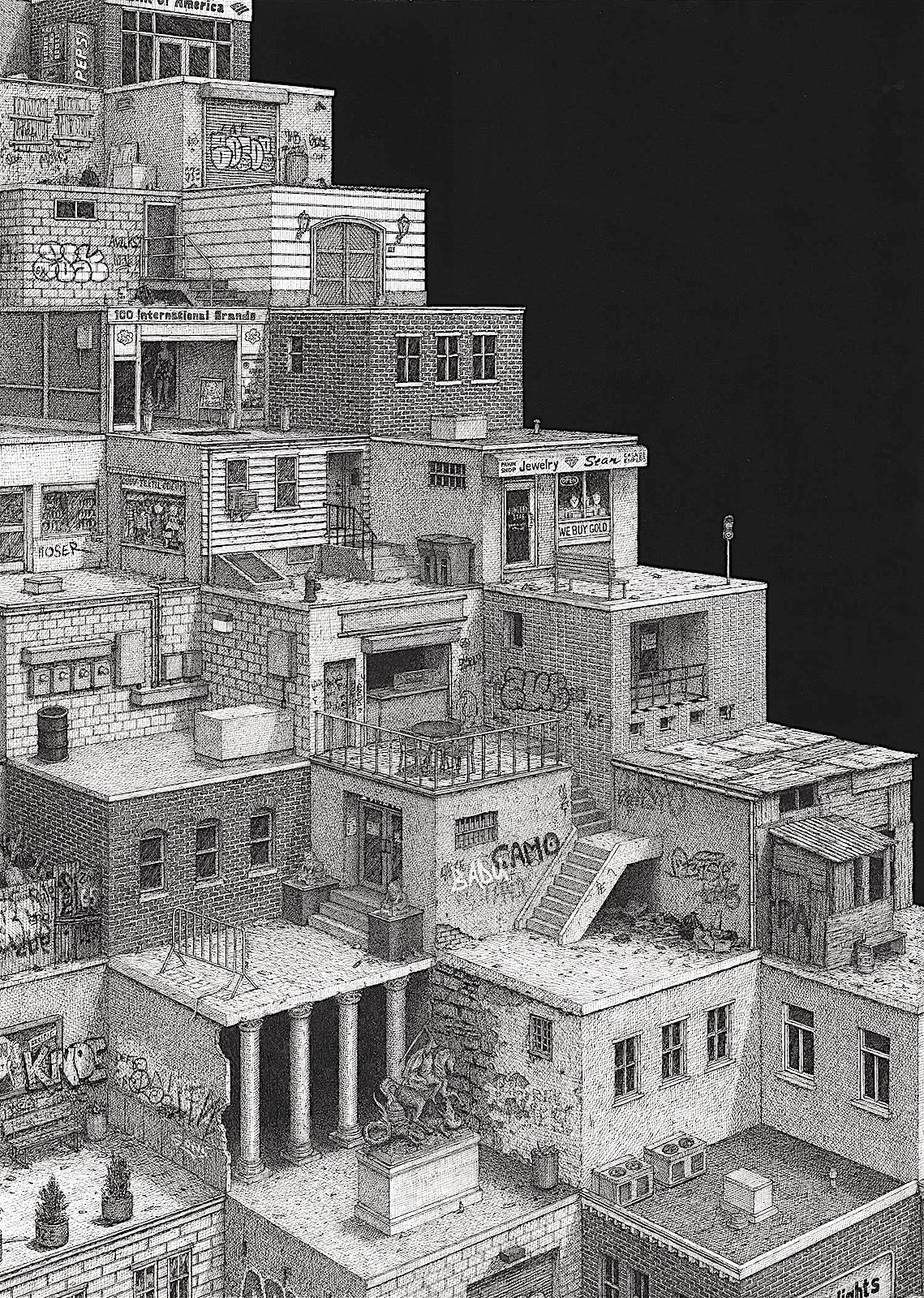 Ben Tolman a Ben Tolman image of cascading urban homes
