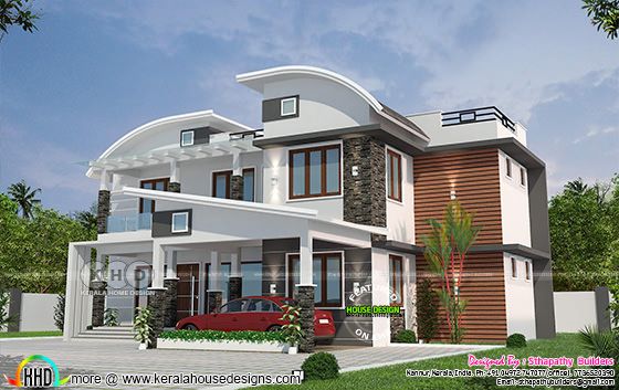 Mix roof ultra modern house with 4 bedrooms in Kerala