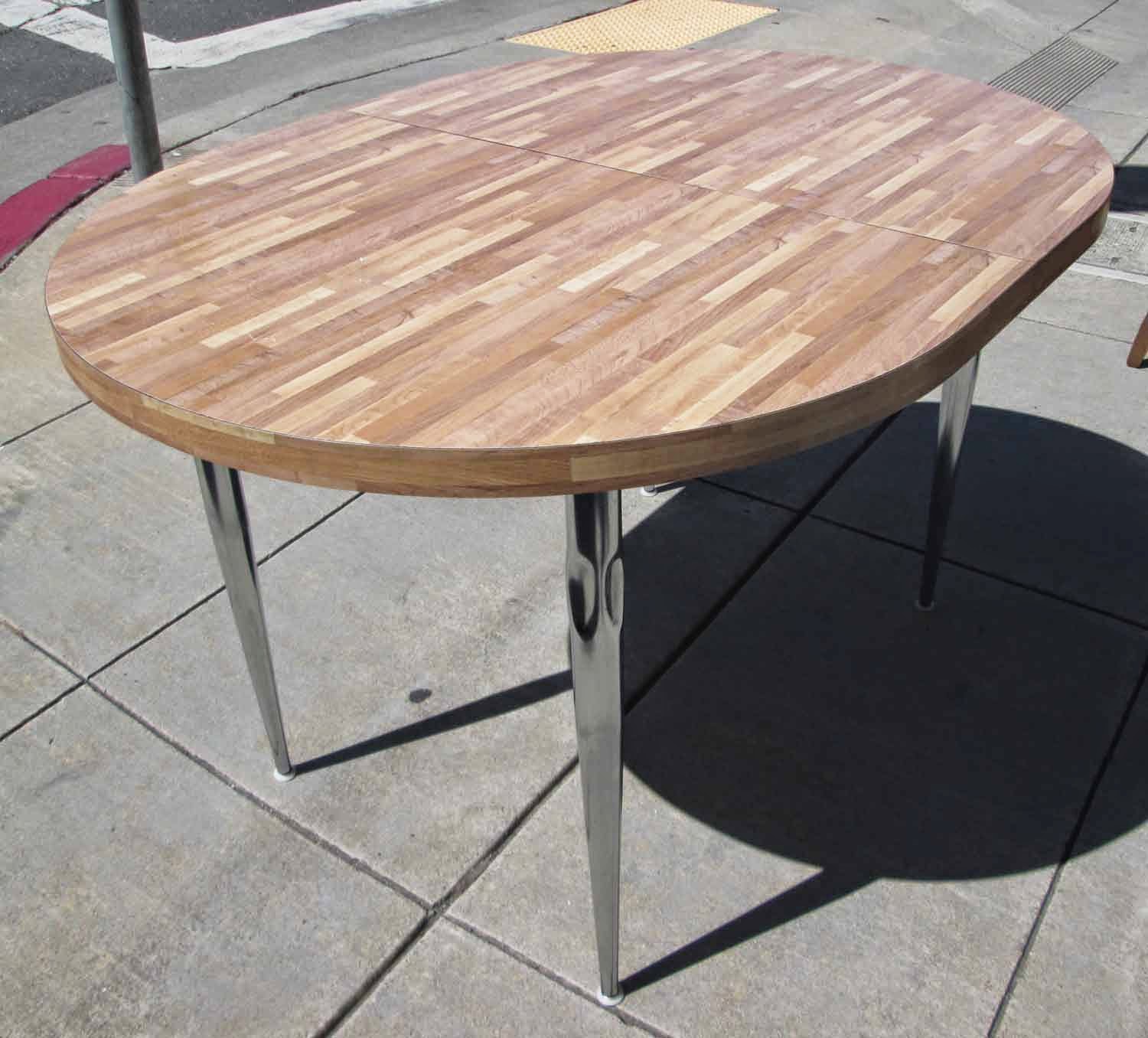 UHURU FURNITURE & COLLECTIBLES SOLD Chrome and Faux Wood Laminate