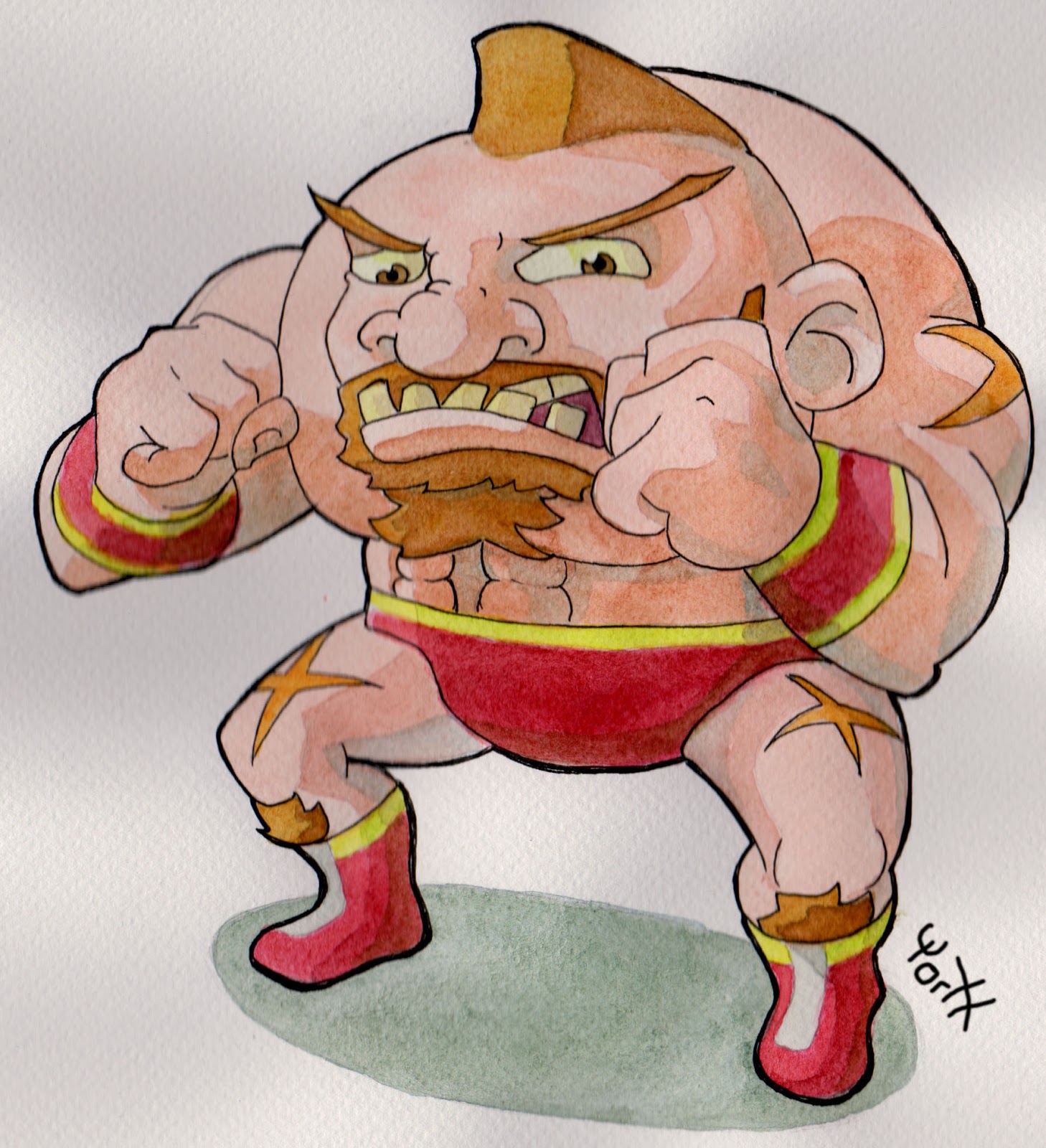 ¡Suelta a la fiera! CuteZangief watercolour