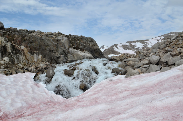 water pouring under the snow