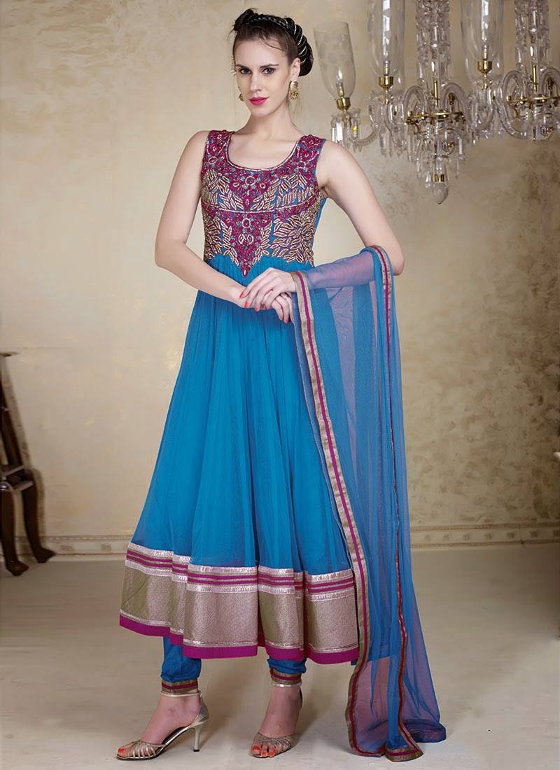 Blue,Black and White Latest Designs of Anarkali Suits Collection 2013 ...