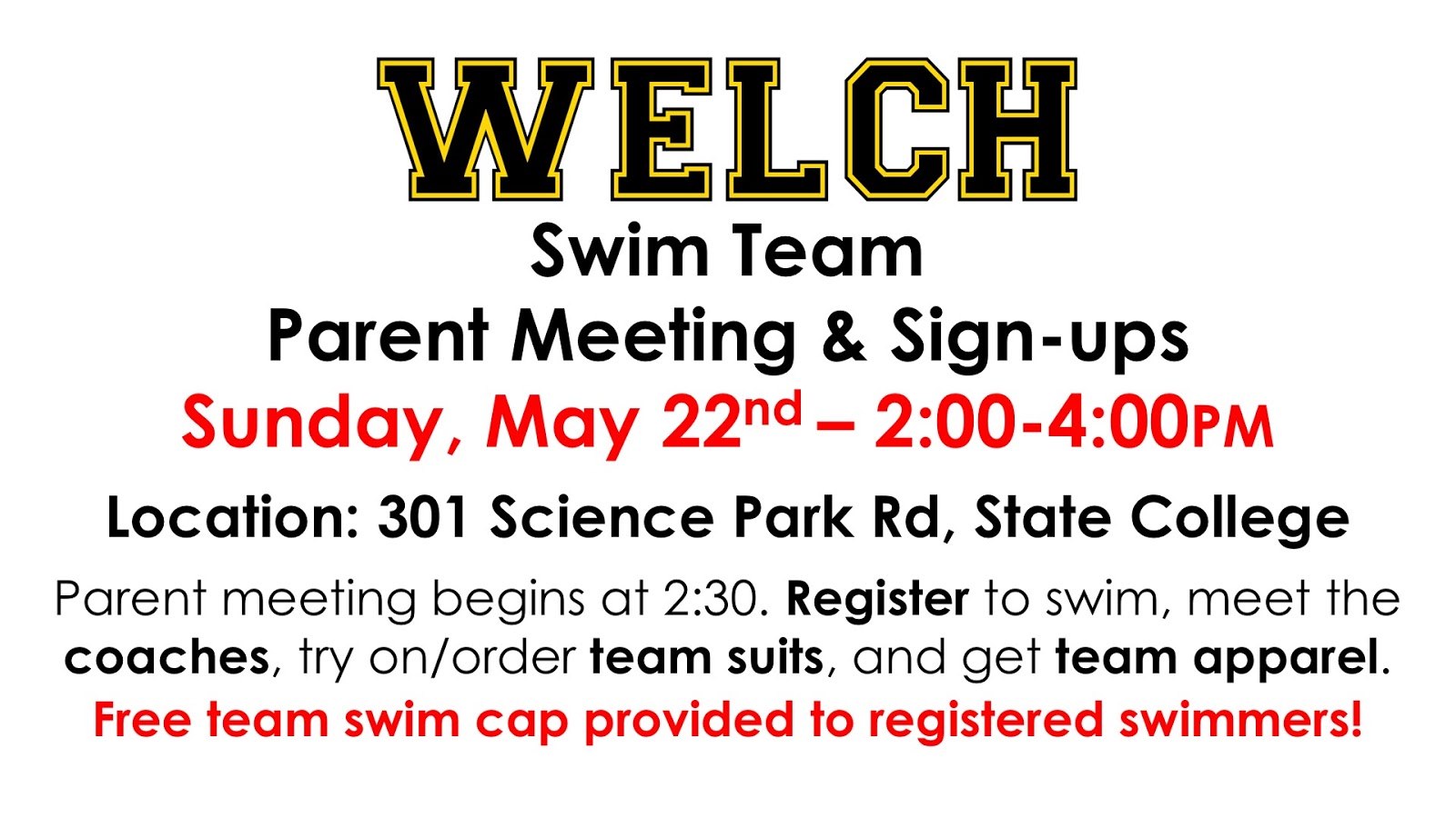 welch swim team 2017 parent meeting info session may 22