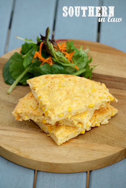 Simple Oven Baked Corn Fritter Slice Recipe - low fat, gluten free, healthy, kid friendly, clean eating recipe, vegetarian, side dishes, lunch, dinner, nut free, high protein