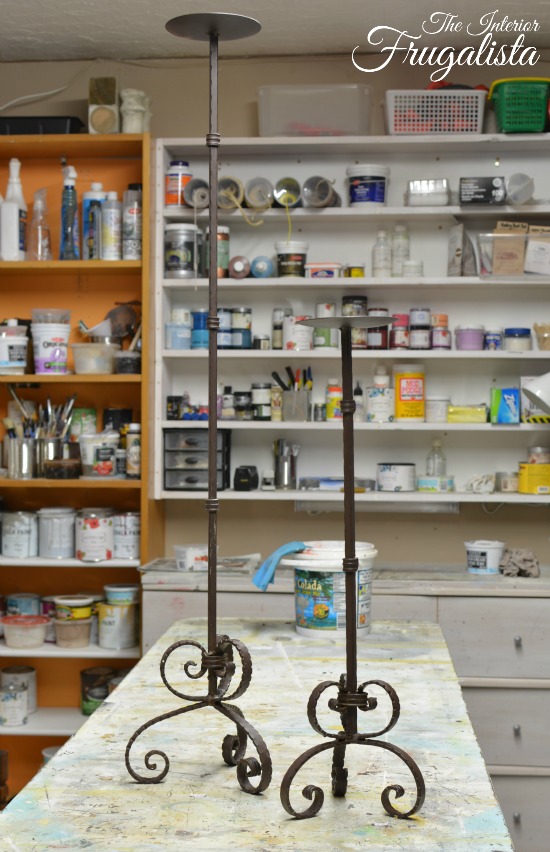 Upcycled Shabby Chic Tall Wrought Iron Candle Holders Interior Frugalista