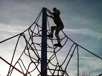 rope climbing after sunset