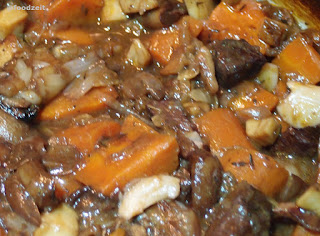 Braised beef removed from the heat