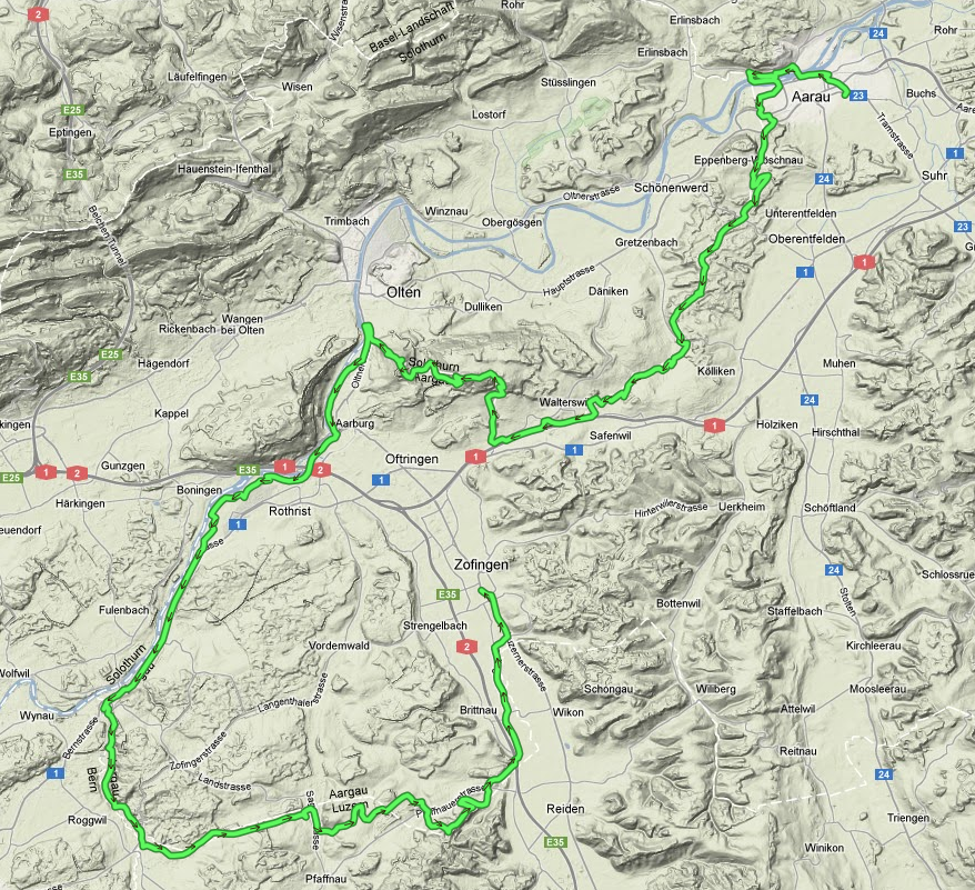 Velowärts: Kt. Aargau: Oberaargau (Etappe 1)