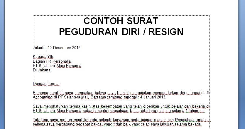 Contoh Surat Pengunduran Diri Resign Terbaik Semua Contoh