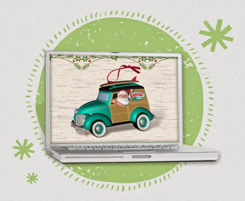 Free Hallmark Christmas in July Desktop Wallpaper Santa Woody Surfboard