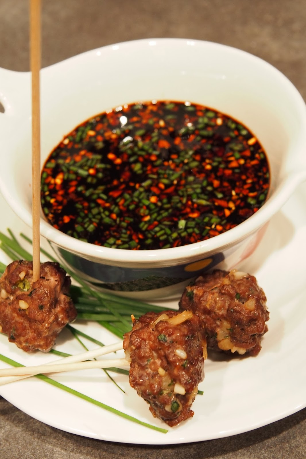 Eat, Belch, Fart Vietnamese Meatball Lollipops with Dipping Sauce